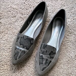 Christian Siriano Gray and Black Loafers with Textured Design